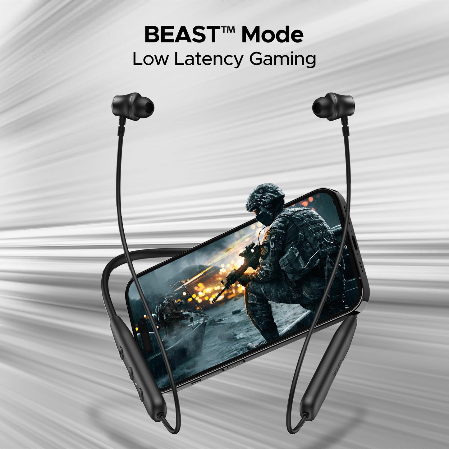 boAt Rockerz 111, 40HRS Battery, Dual Device Pairing, ENx Tech, Low Latency Mode, Fast Charging, BTv5.3, IPX5, Type-C Interface, Bluetooth in Ear Neckband, Wireless with Mic Earphones (Active Black)