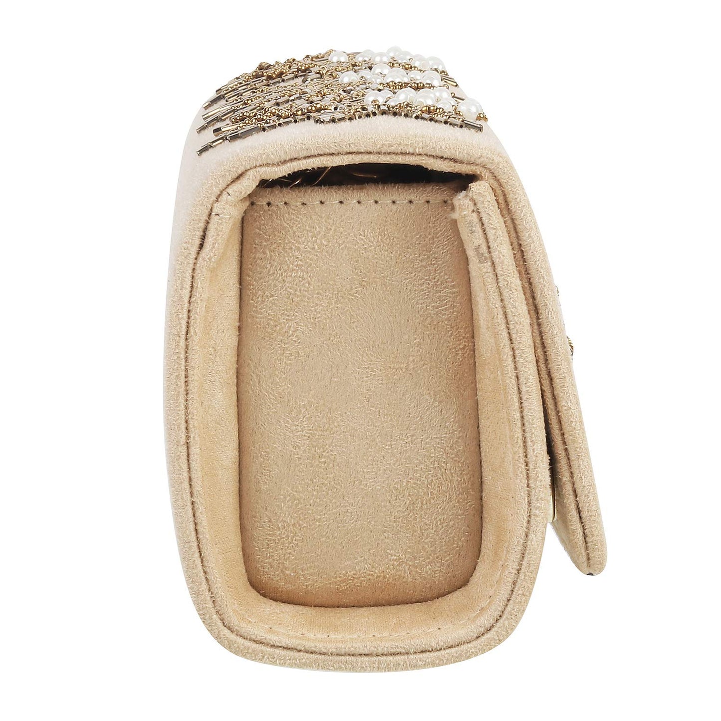 Mochi Womens Synthetic Beige Box Clutch (One Size)