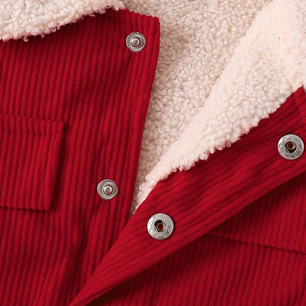 Hopscotch Boys Full Sleeves Red Sherpa Collar Corduroy Jacket For Ages (4-5 Years)