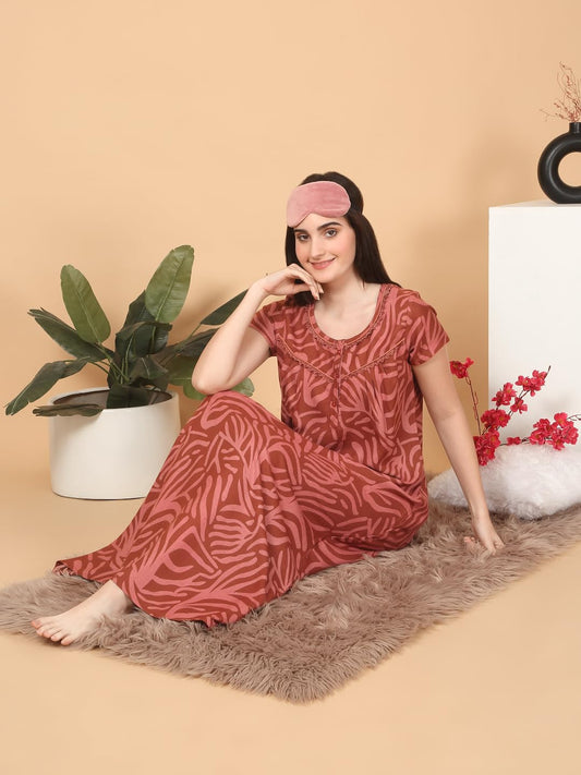 Sweet Dreams Women Printed Full Length Night Dress