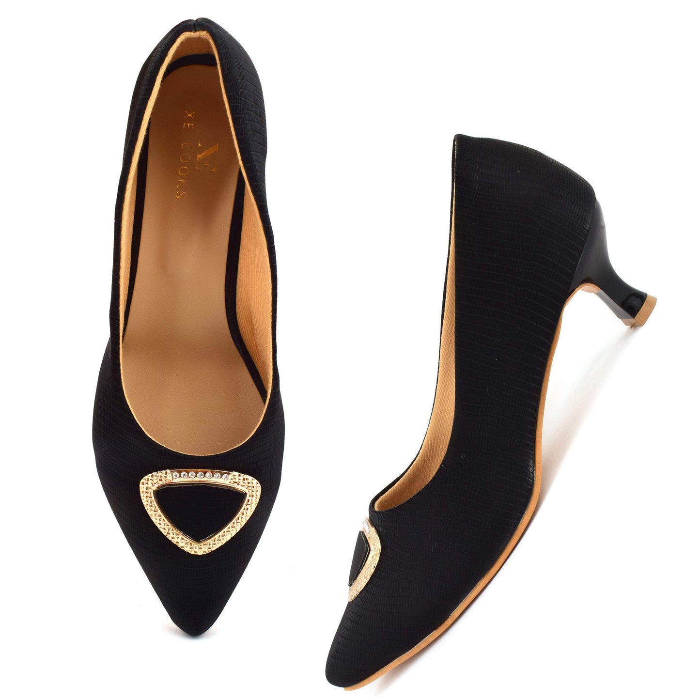 XE Looks Black Pencil Heel Fashion & Trendy Bellies for Women UK-8