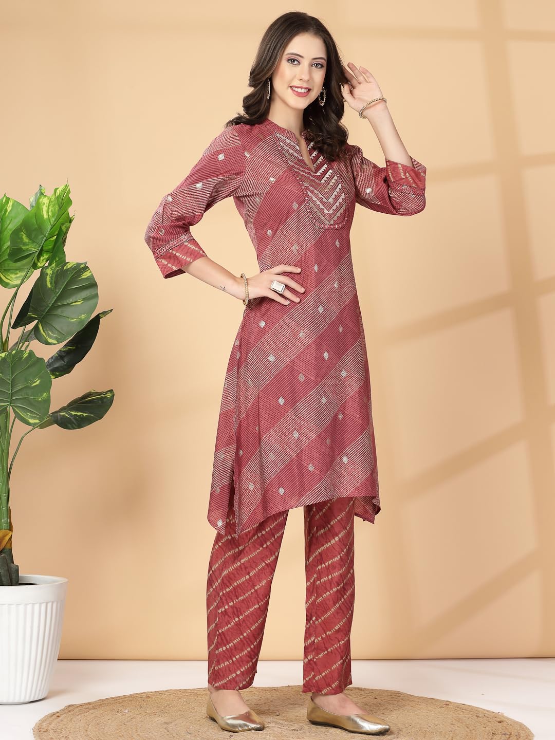 Nayam By Lakshita Abstract Printed Modal Chanderi Kurta and Palazzo Set for Women