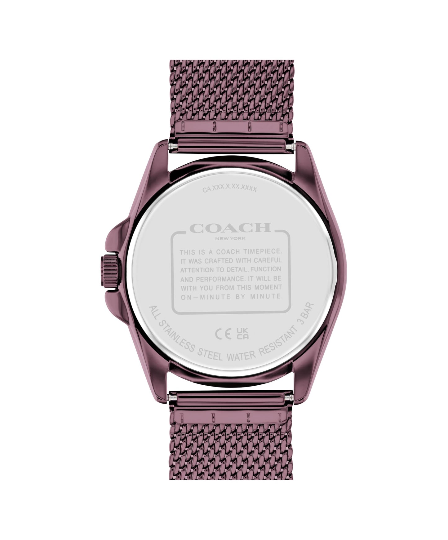 Coach Greyson Qtz Basic Calendar Purple Round Dial Women's Watch|Ionic Plated Purple Steel Material|Purple Color Band - 14504252
