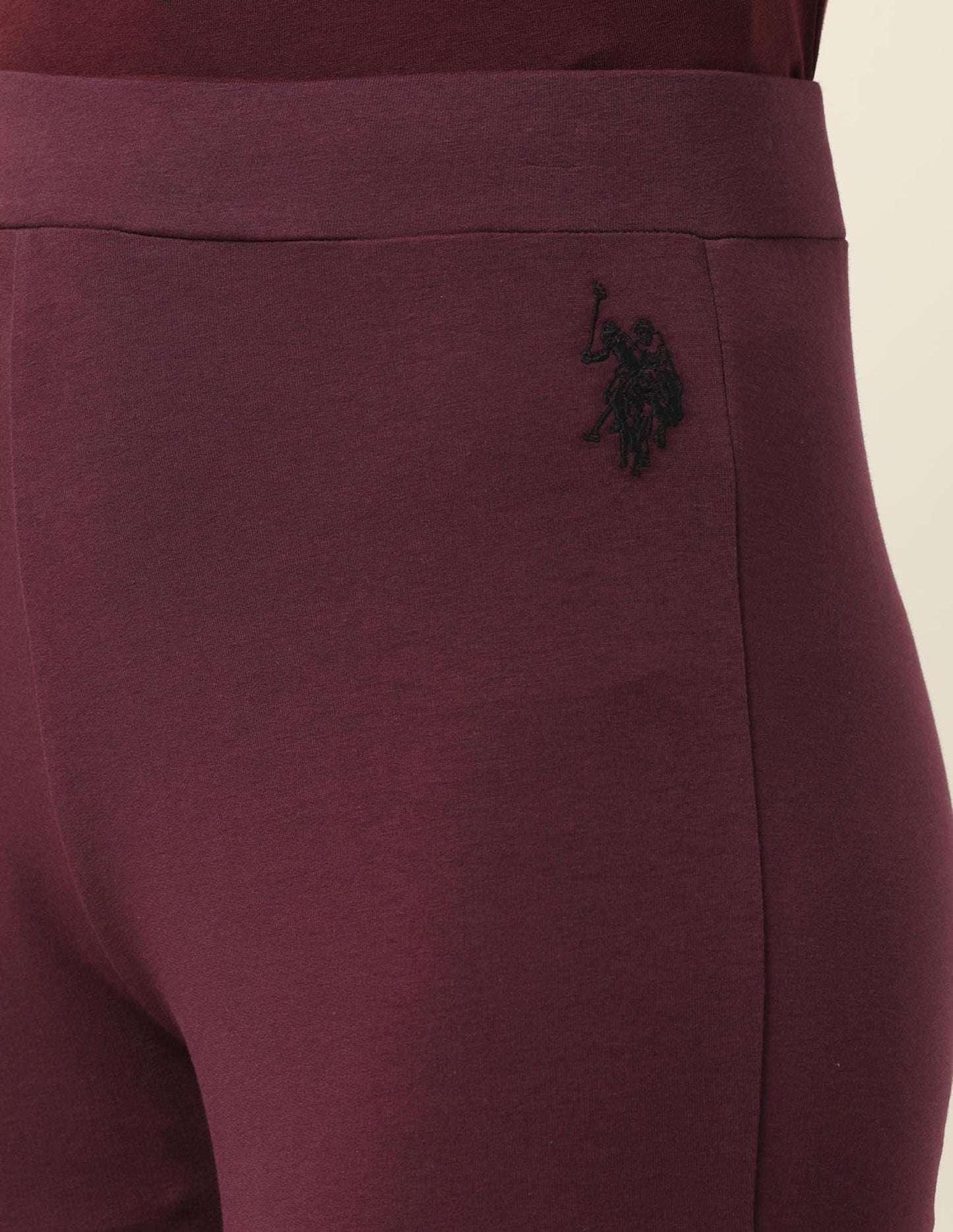 U.S. POLO ASSN. Women High-Rise Flared Fit Lounge Pants (UWSS25TRO125_Red_M)