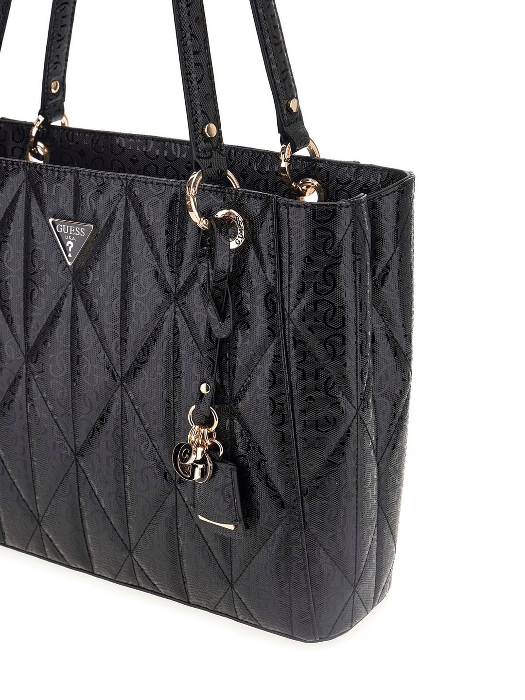 GUESS Black Quilted Aldina Noel Tote Bag
