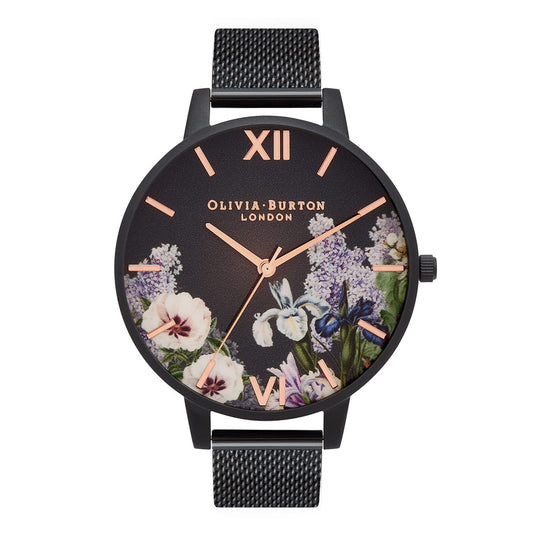 Olivia burton Secret Garden Analog Black Dial Women's Watch-OB16FS116