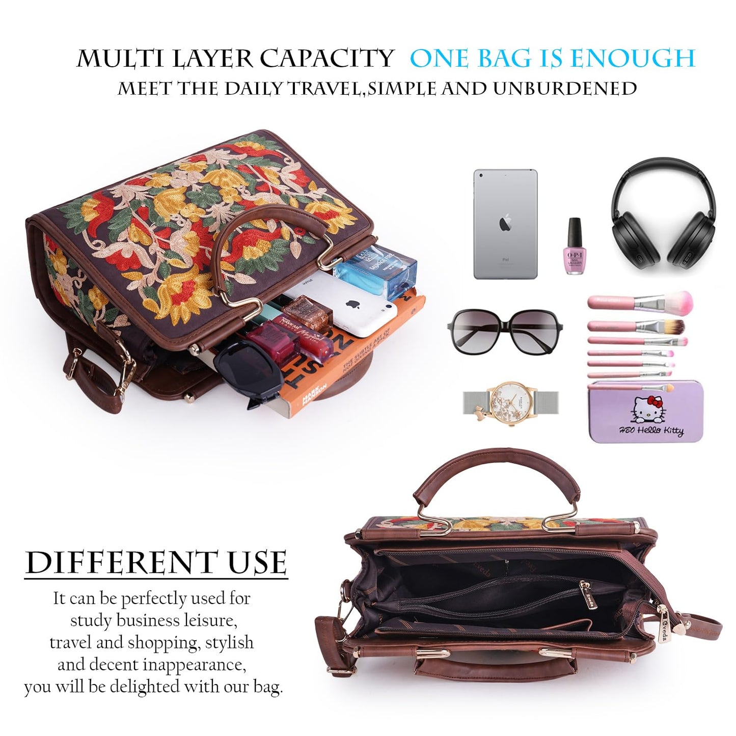 EVEDA Synthetic Leather Stylish Trendy Design Shoulder Crossbody Hobo Women Handbag, Multicolour