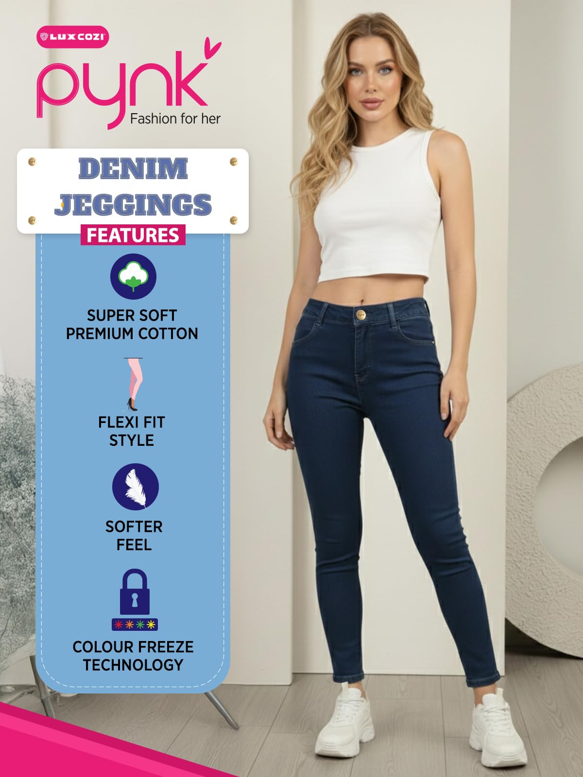 Lux Cozi PYNK Women's Denim Skinny Fit Jeggings_COZI_PYNK_Jeggings_Indigo_2XL_1PC