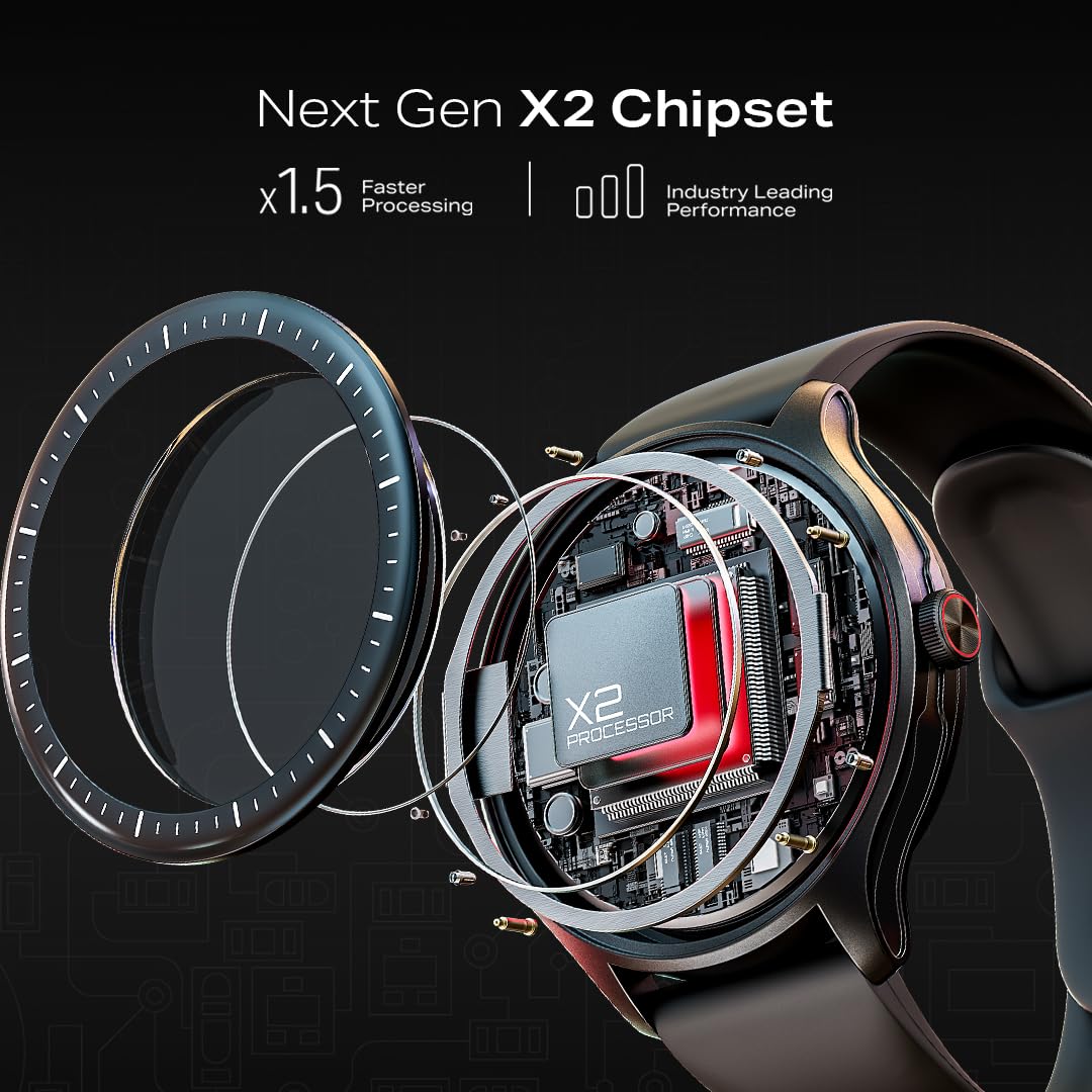 boAt Valour Watch 1 GPS, Advanced X2 Chip,6-Axis Motion 360° Tracking Sensor,15 Days Battery,1.43" AMOLED Display w/Gorilla Glass, AI Based Auto Gym, GPS, Smart Watches for Men & Women (Active Black)