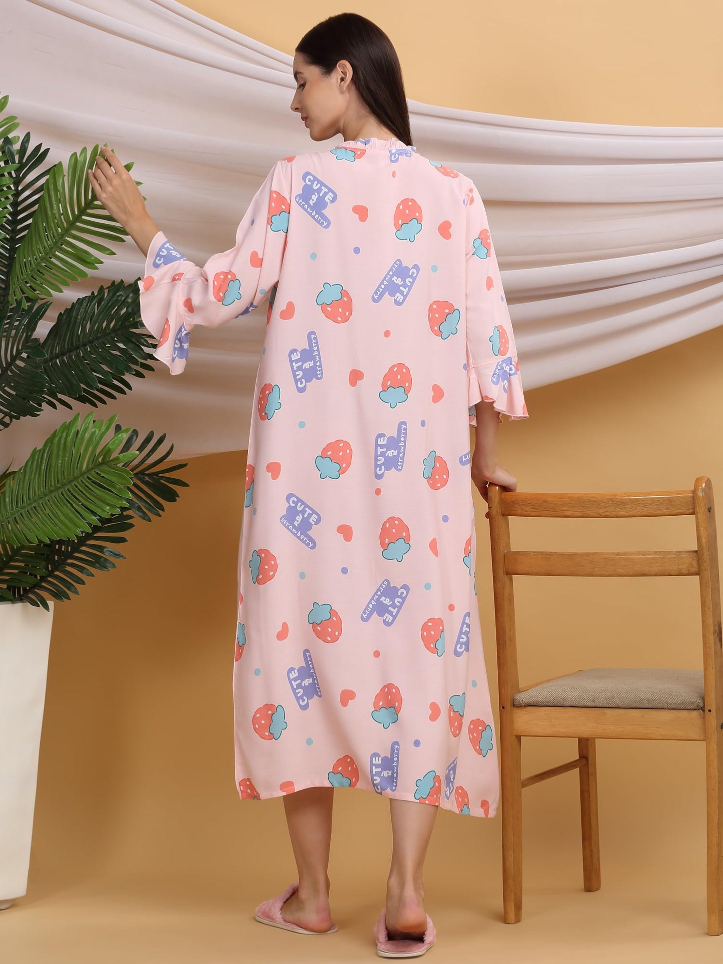 Sweet Dreams Women's Rayon Midi Casual Night Dress