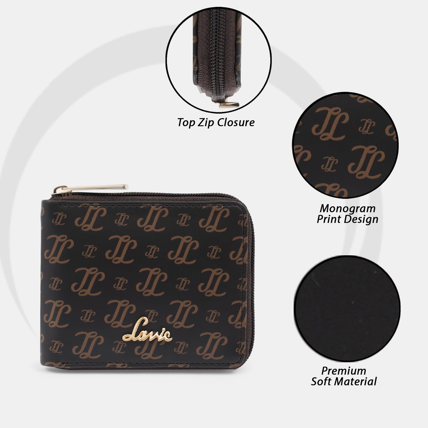 Lavie Women's Sacy Monogram LL Print Small Zip around Wallet | Ladies Purse Handbags