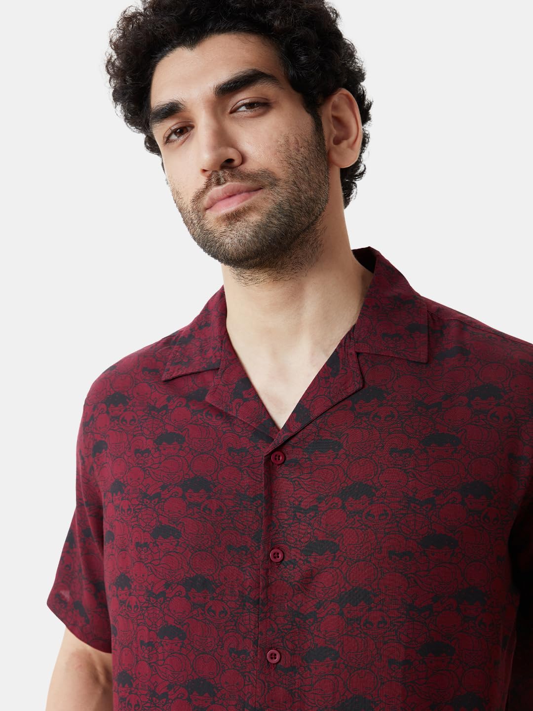 The Souled Store Marvel: Chibi Pattern Mens and Boys Graphic Printed Cotton Hawaiian Shirts Multi-Colored Shirt for Men Casual Half Sleeves Regular Fit Printed Stylish Latest Cotton Summer