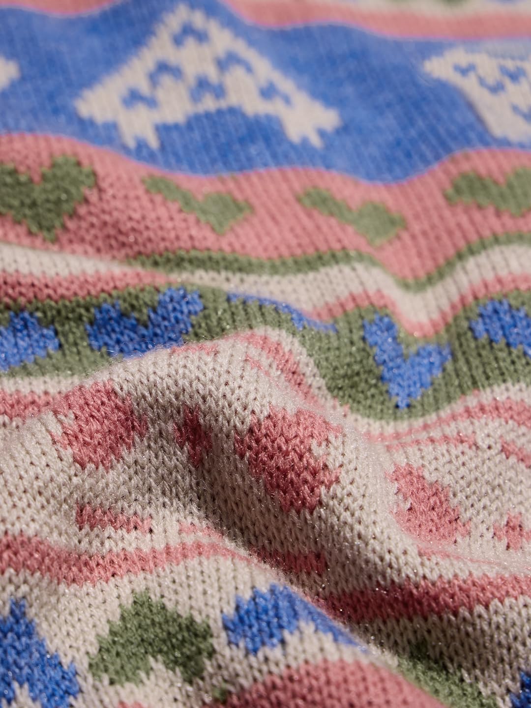 The Souled Store Knitted Sweater: Coral Clay Women and Girls Long Sleeves Mock Neck Geometric Printed Acrylic Oversized Fit Ribbed Hem Casual Winter Pullover Oversized Sweater