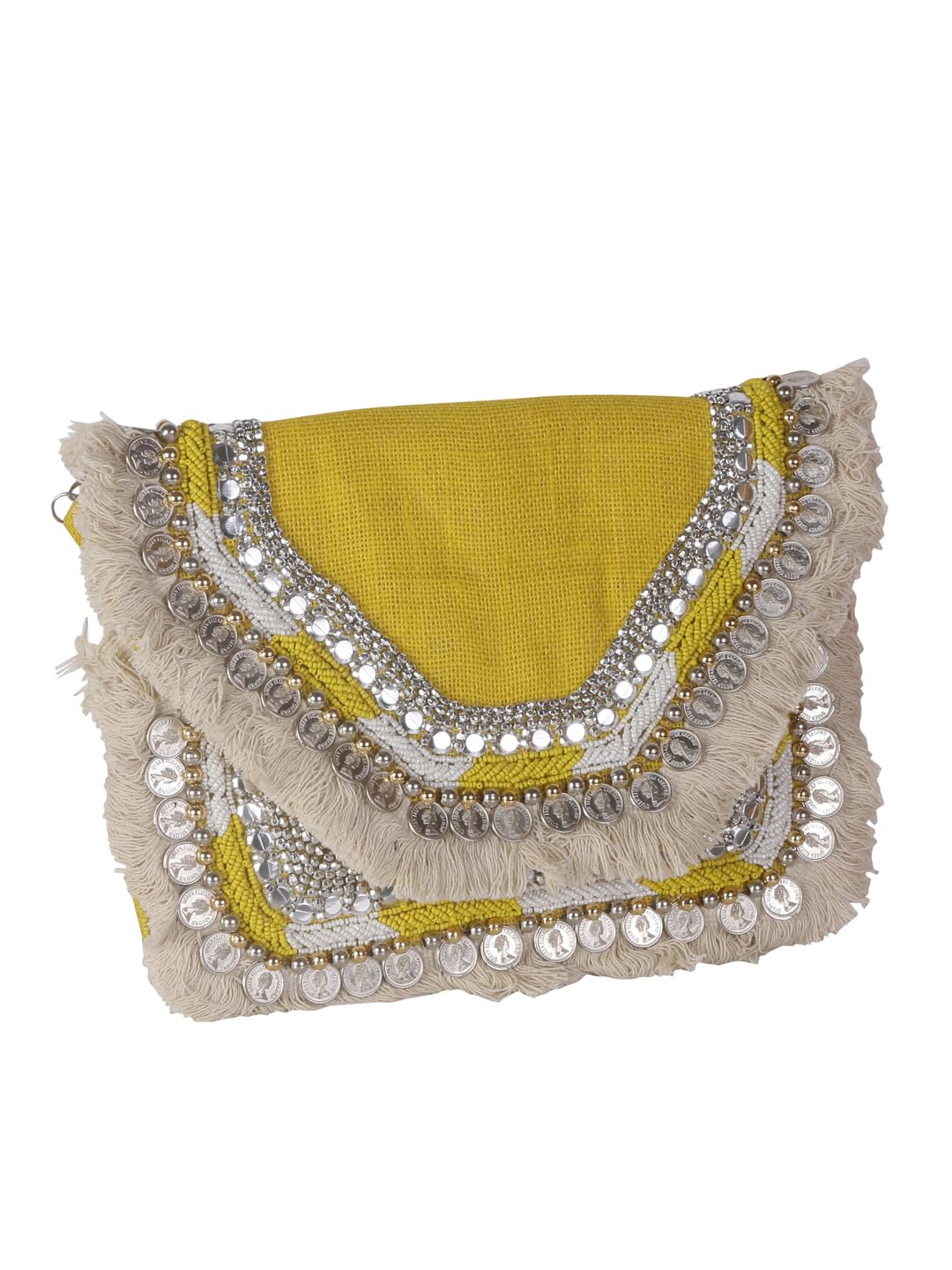 SWISNI Yellow yellow banjara boho bag II Women's Traditional Designer Clutch For Women & Girls II Banjara Boho bag