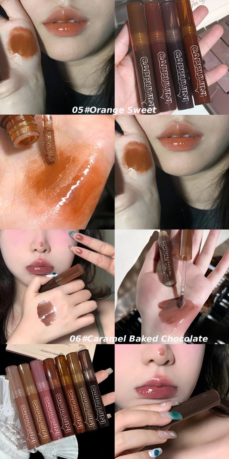 Cappuvini Chocolate Lip Gloss | Nude Dream Lipstick Collection | Lip Moisturizer and Color in One Product Nude Dream Shades from Light Pink to Dark Brown | Perfect for Korean Style Makeup Looks | Lightweight Texture Liquid Lipstick | Long-Lasting Lip Glaz