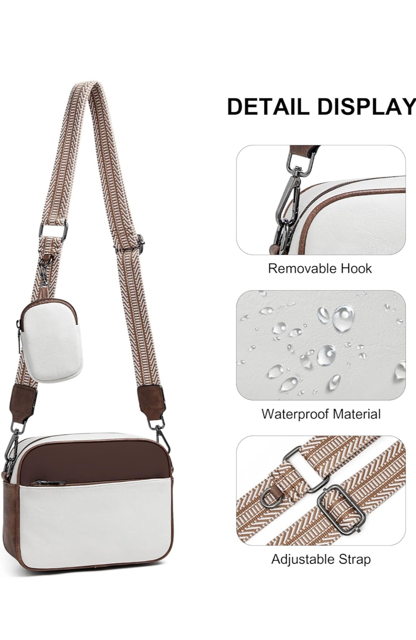 LEFFIS CROSS BODY SLING BAG FOR WOMENS AND GIRLS WITH SMALL COIN PURSE (PCN-001) (WHITE)