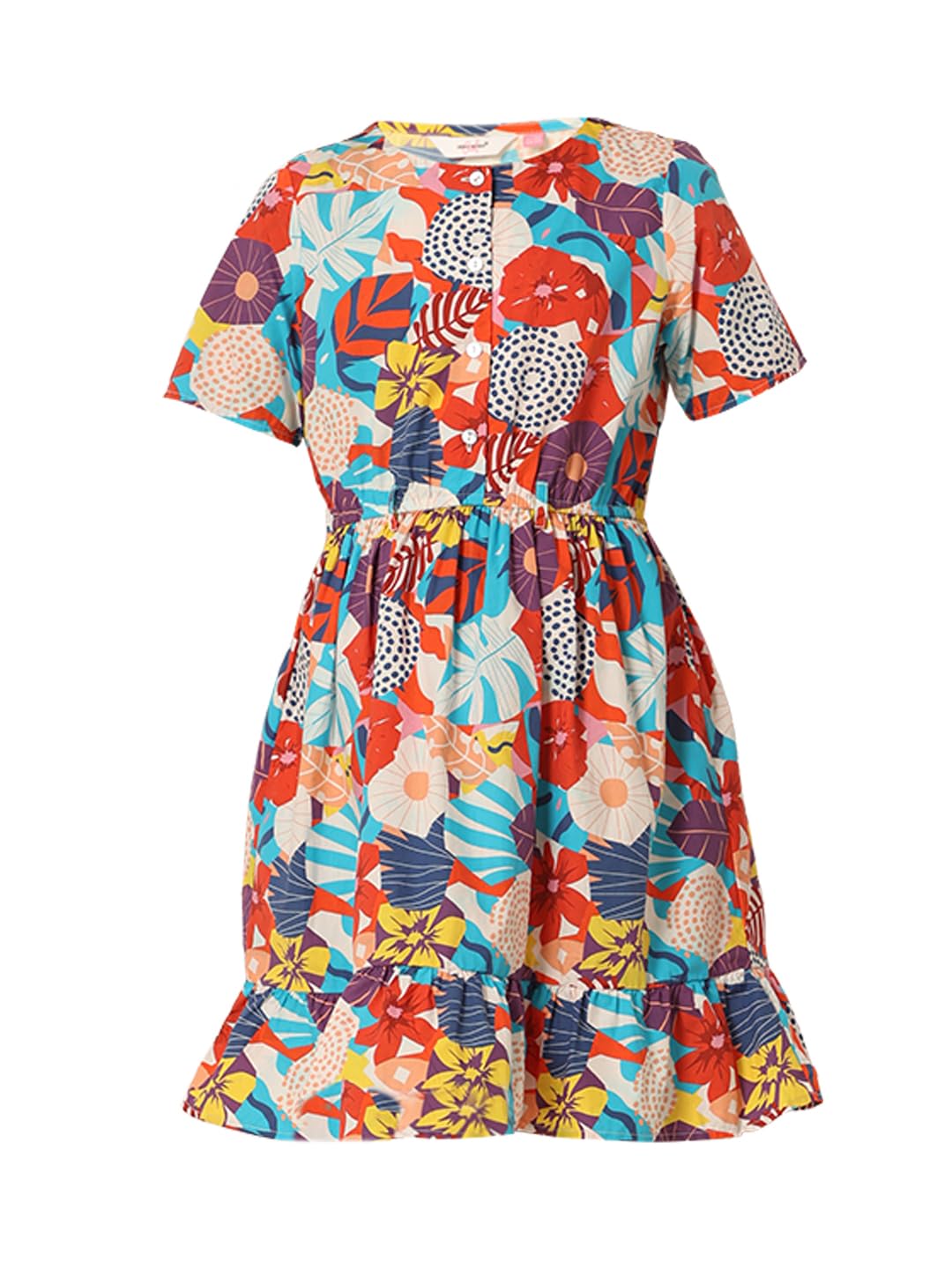 VERO MODA Girls Floral Print Above Knee Length Multicolor Fit & Flare Dress
