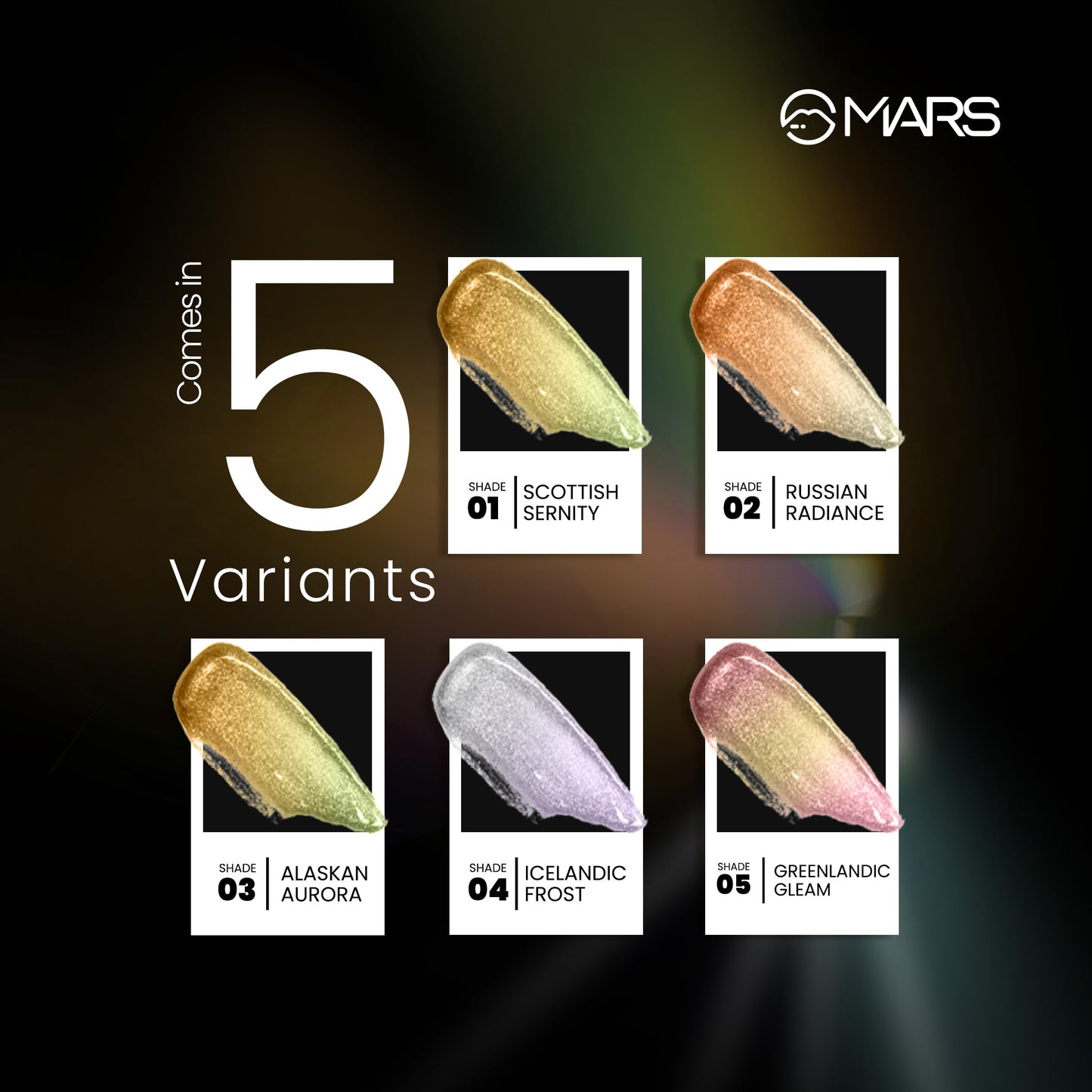 MARS Northern Lights Liquid Eyeshadow With Dual-Tone Chrome Effect | Liquid Shimmer | One Swipe Pigmentation | Smudge Proof | Light Weight Formula | (1.8ml) (05-Greenlandic Gleam)