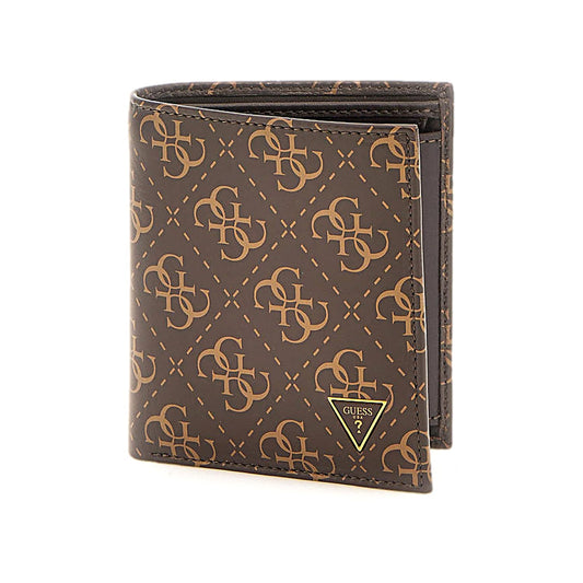 GUESS Brown Monogram Leather Bi-Fold Wallet