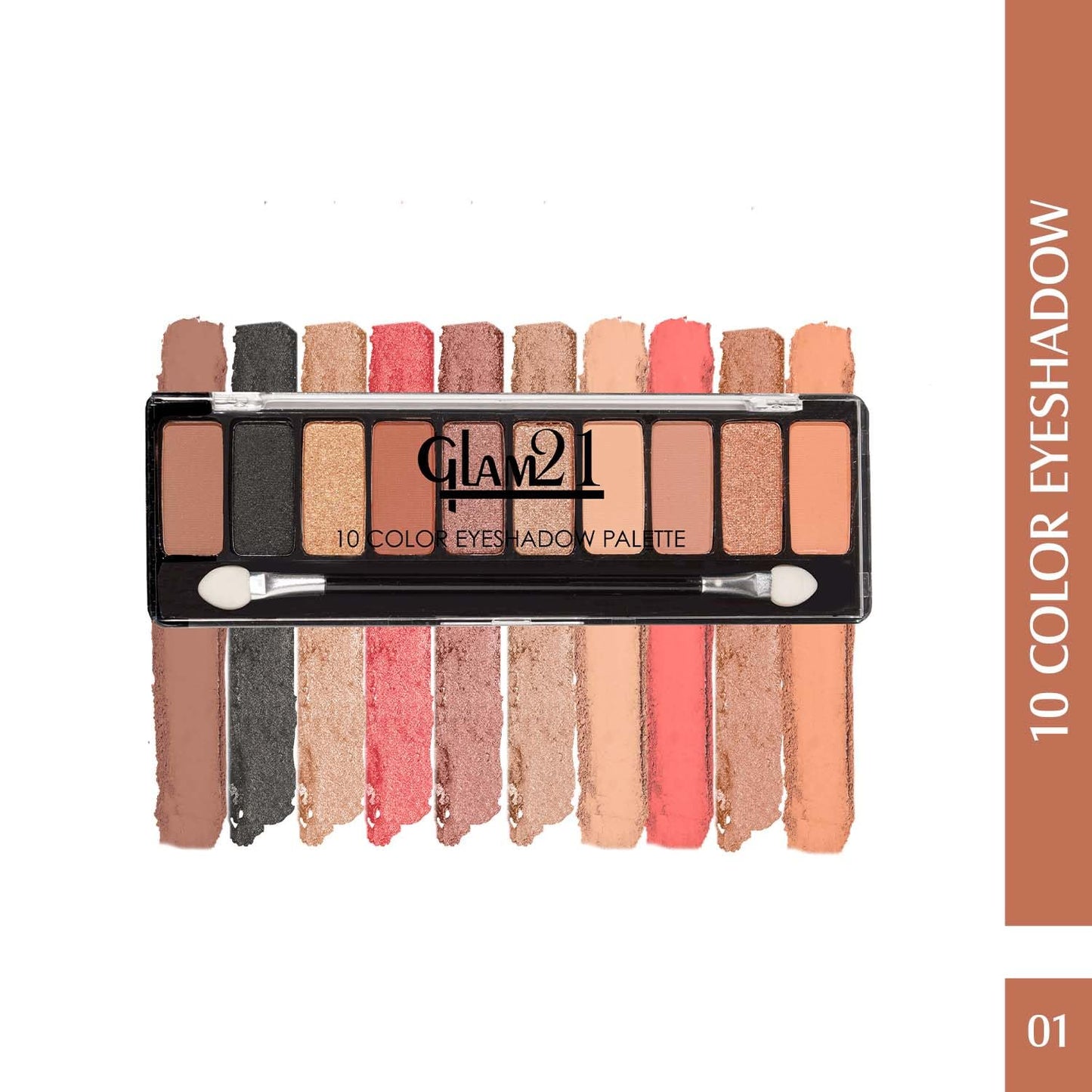 Glam21 Get Smoky 10 Color Eyeshadow Palette |Long-Lasting | Smudge Free | Long Wearing And Easily Blendable Eye Makeup Palette Matte, Shimmery And Metallic Finish