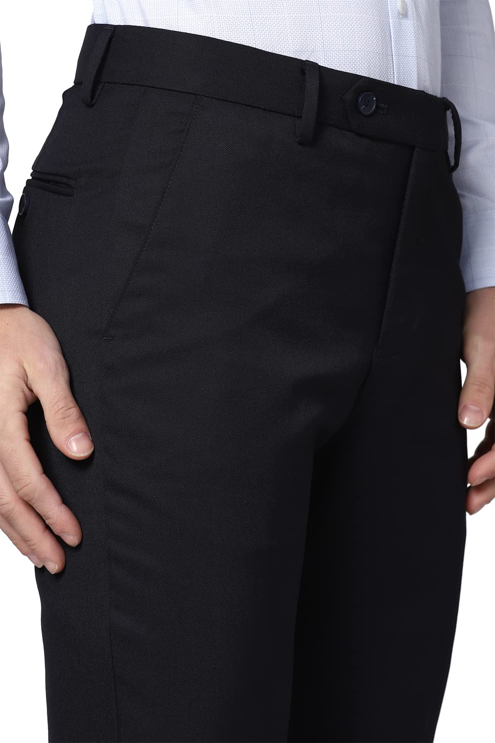 Peter England Men's Slim Work Utility Low Rise Pants (PETFOSLBA43588_Navy_34)