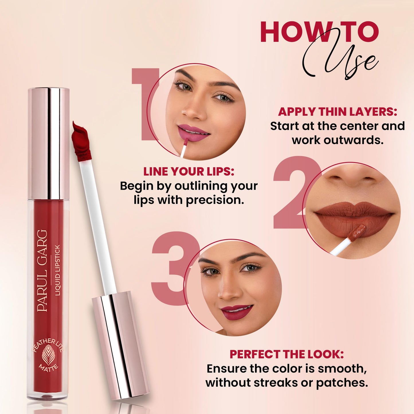 Parul Garg Beauty Featherlite Matte Liquid Lipstick | High-Pigment, Long-Wear & Non-Drying | Lightweight & Transfer-Proof | 100% Vegan & Clean Beauty | Paradise 32 - Rich Brown| 2.5ml