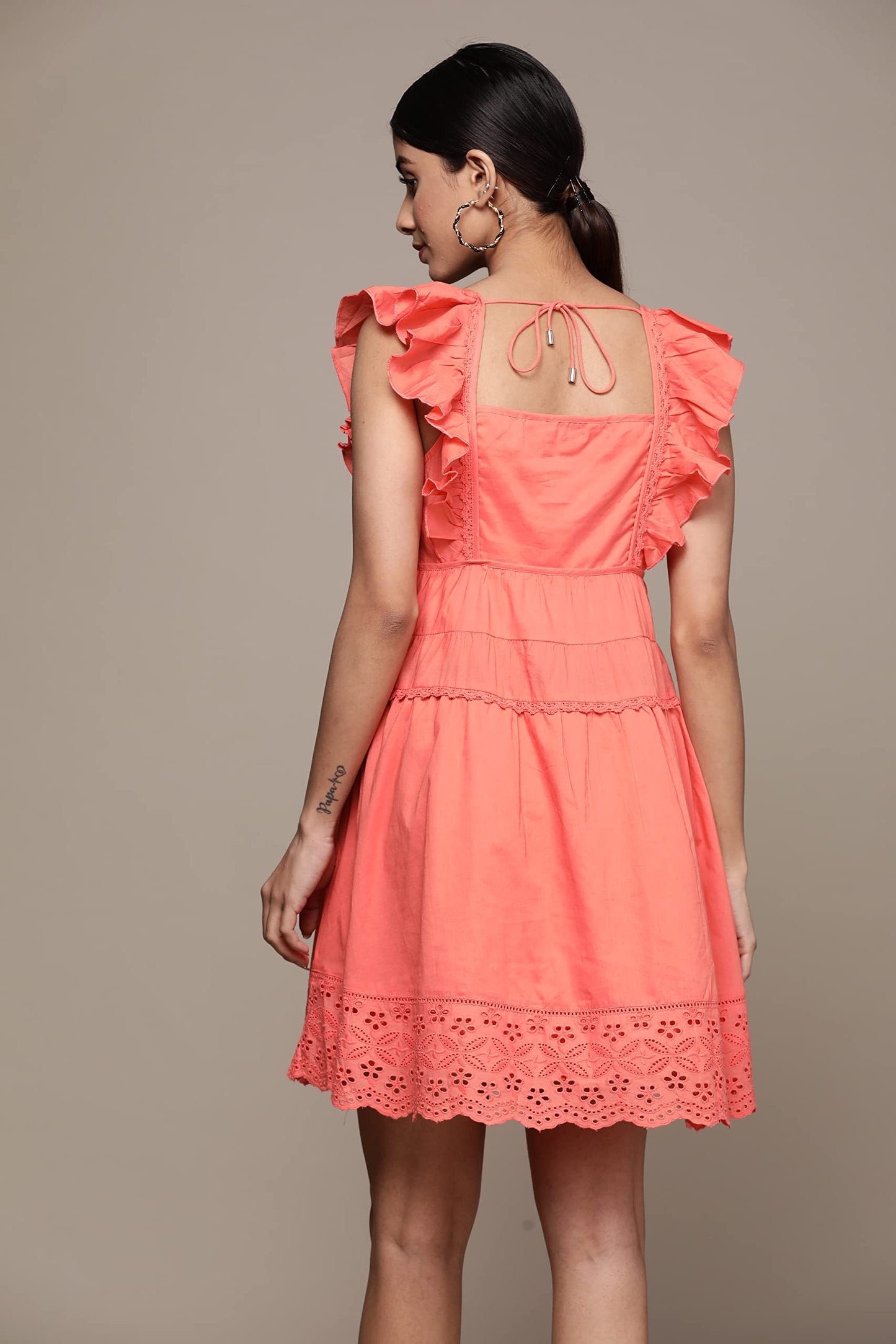 Label RITU KUMAR Coral Solid Short Dress