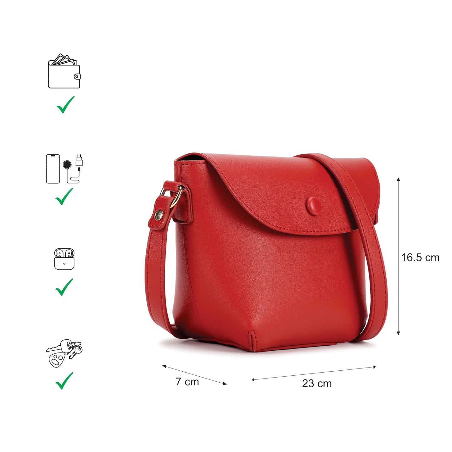 Fastrack Catch Me If You Can Sling Bag for Women | Small Size with Flap and Button Lock, Adjustable Strap | Stylish, Functional Sling Bag for On-the-Go