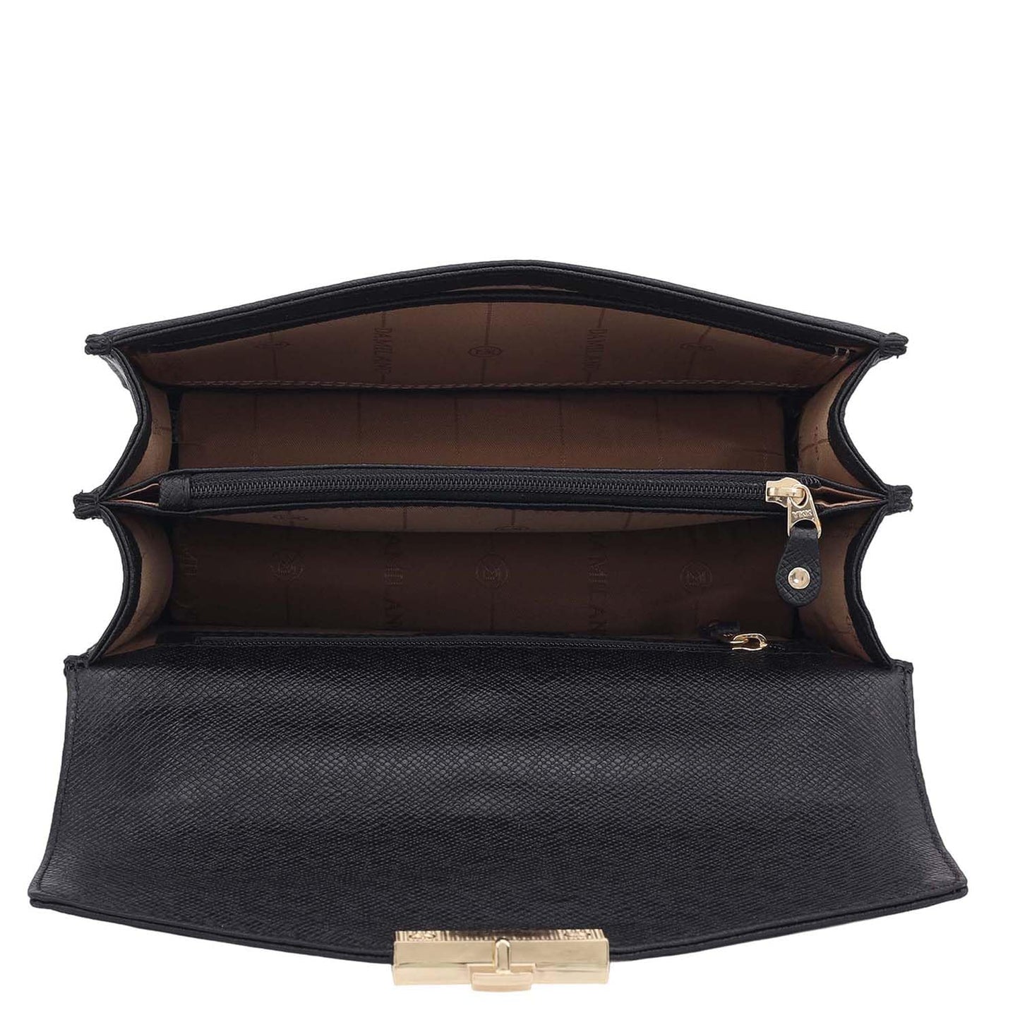 Da Milano Leather Shoulder Bag for Women - Black (LB-00349C-OL)