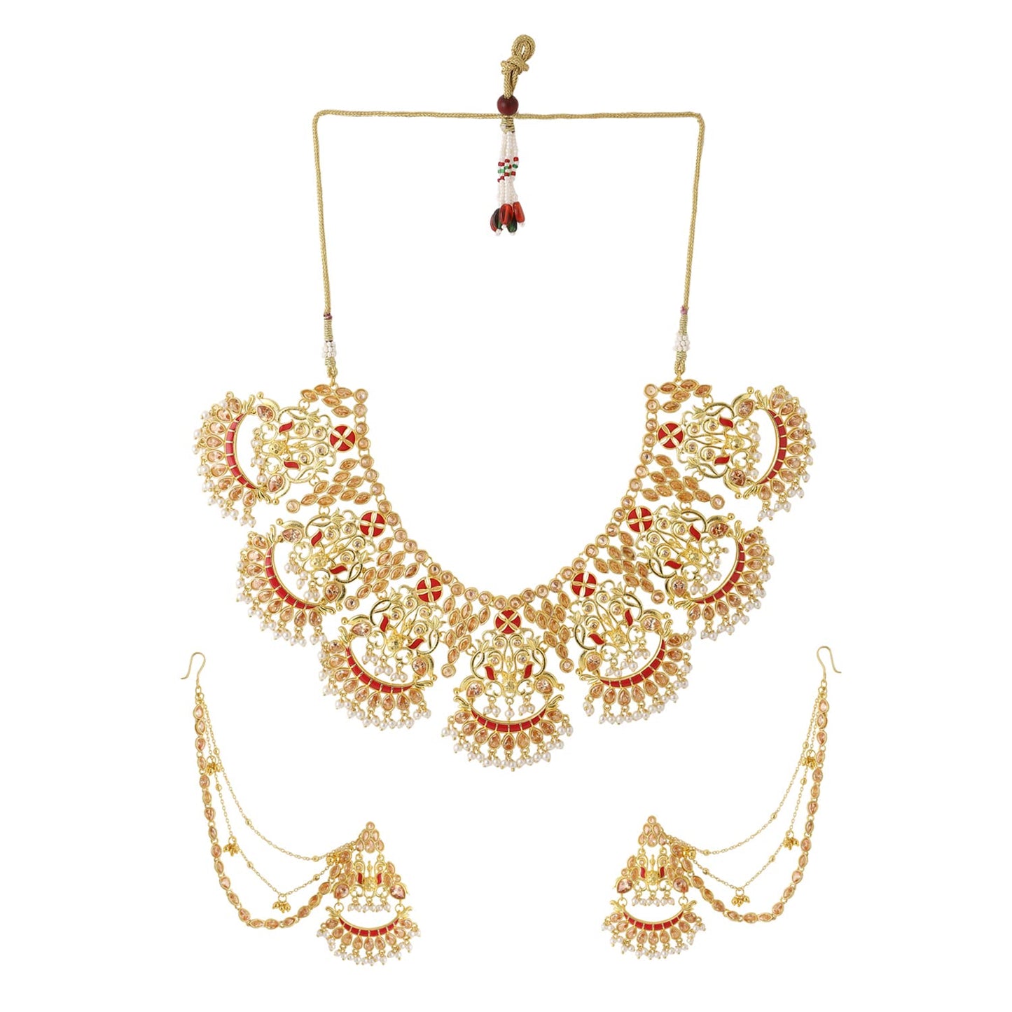 VOYLLA Apsara Bridal Yellow Gold Necklace Set