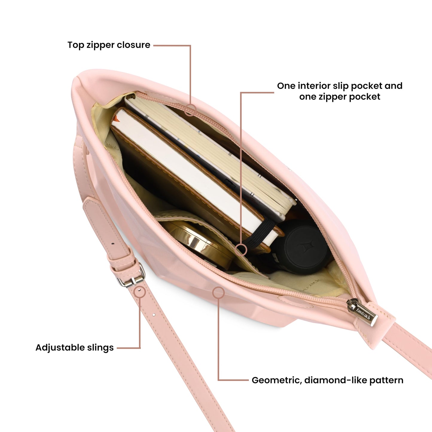 Fastrack Diamond-Dynamic Sling Bag | Faux-Leather Women Handbags| Ladies Purse Handbag | Sling Bag for Casual Carry