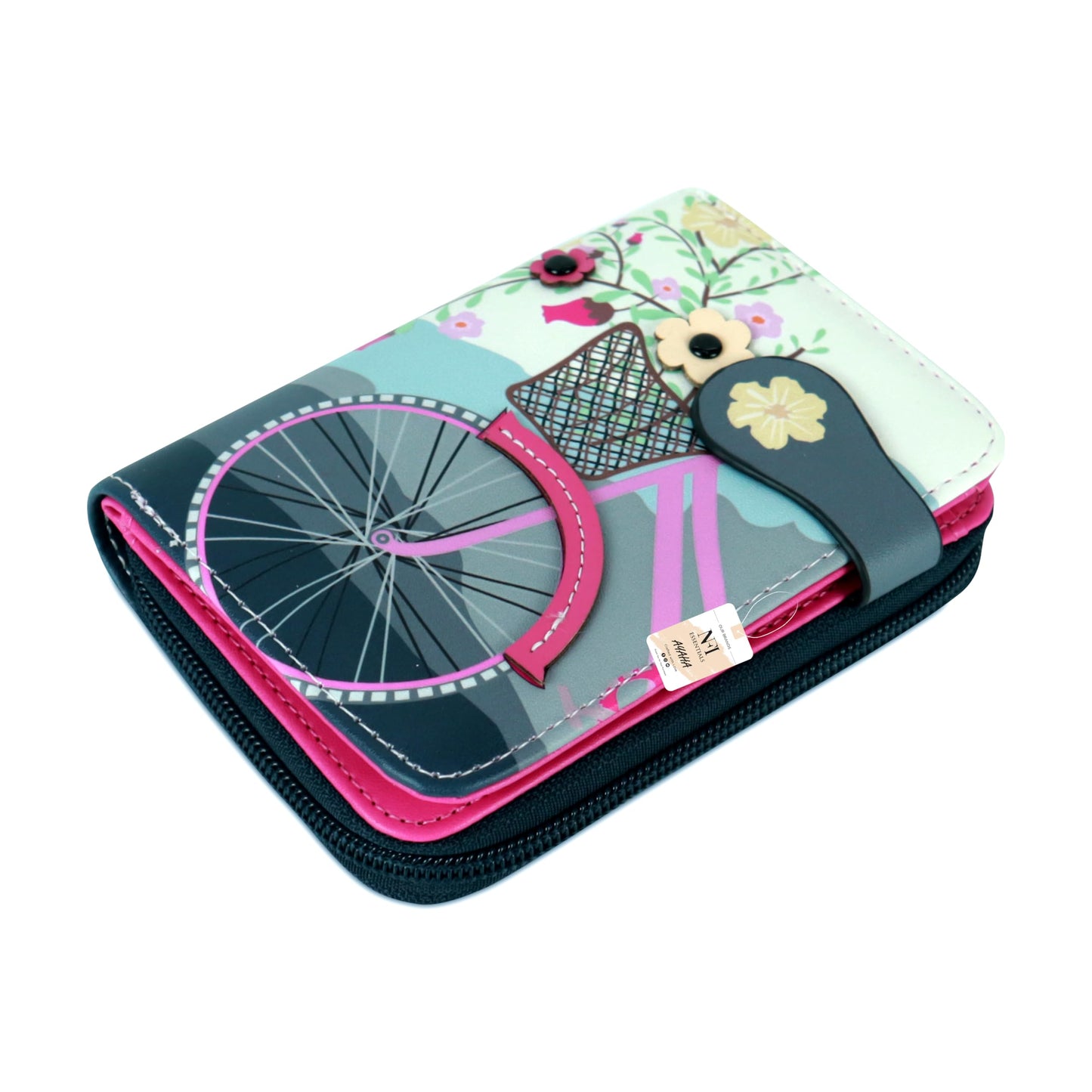 NFI essentials Small Wallet for Women, PU Leather Printed Mini Zipper Wallet for Girls, Credit Card Holder Organizer Coin Purse for Girls