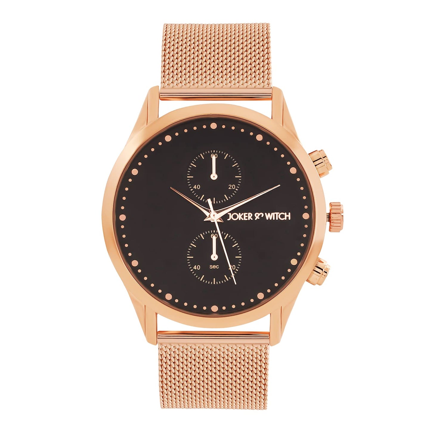 Joker & Witch Quant 44mm Rose Gold Dial 22mm Rose Gold Steel Mesh Watch for Men