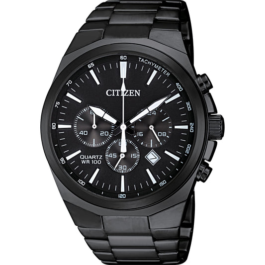 Citizen Quartz Mens Analog Watch, Stainless Steel, Classic, Black (Model: An8175-55E)