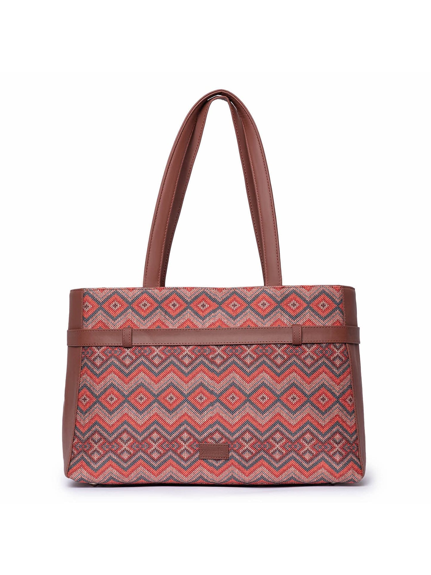 ZOUK Gwalior Weaves Printed Women's Jute Handcrafted Vegan Leather Multicolor Statement Office Shoulder Bag