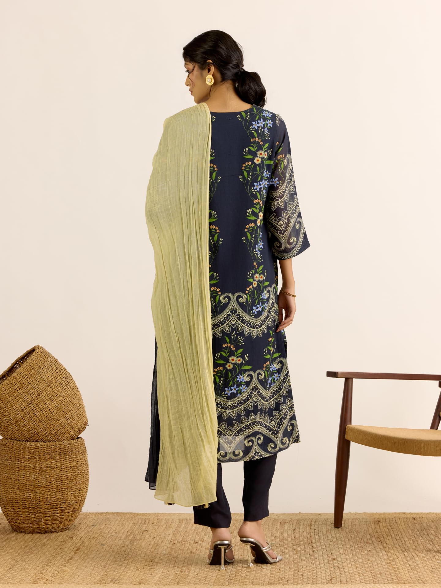 Aarke Ritu Kumar Black Sophia Kurta With Pant And Dupatta