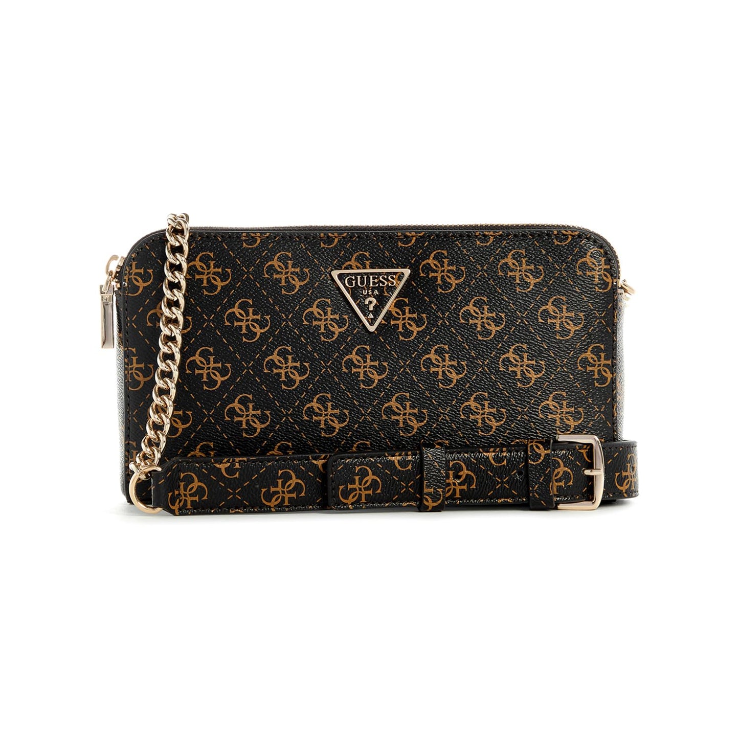 GUESS Brown Logo Printed Daryna Status Crossbody Bag