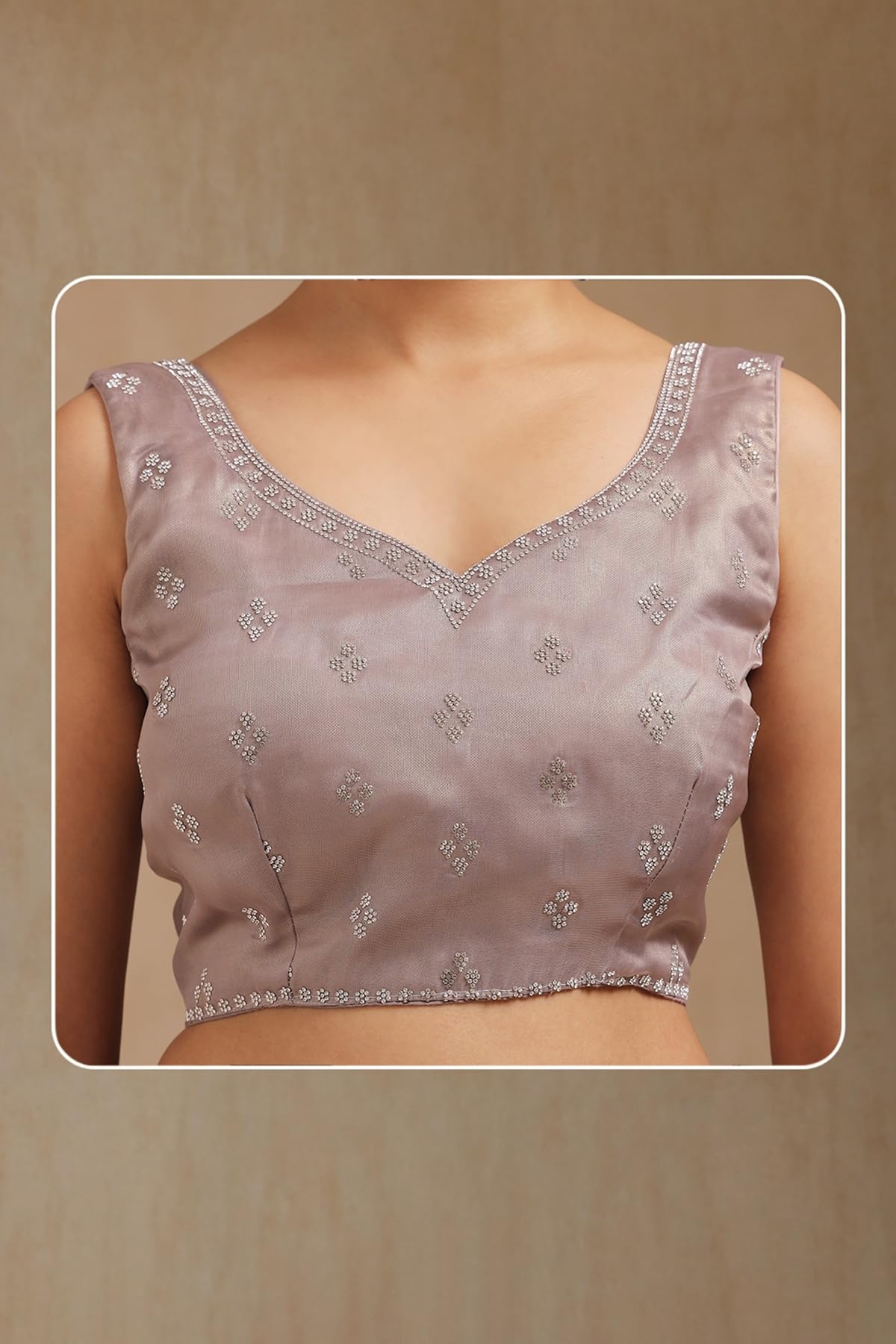 Soch Womens Silver Net Embellished Saree