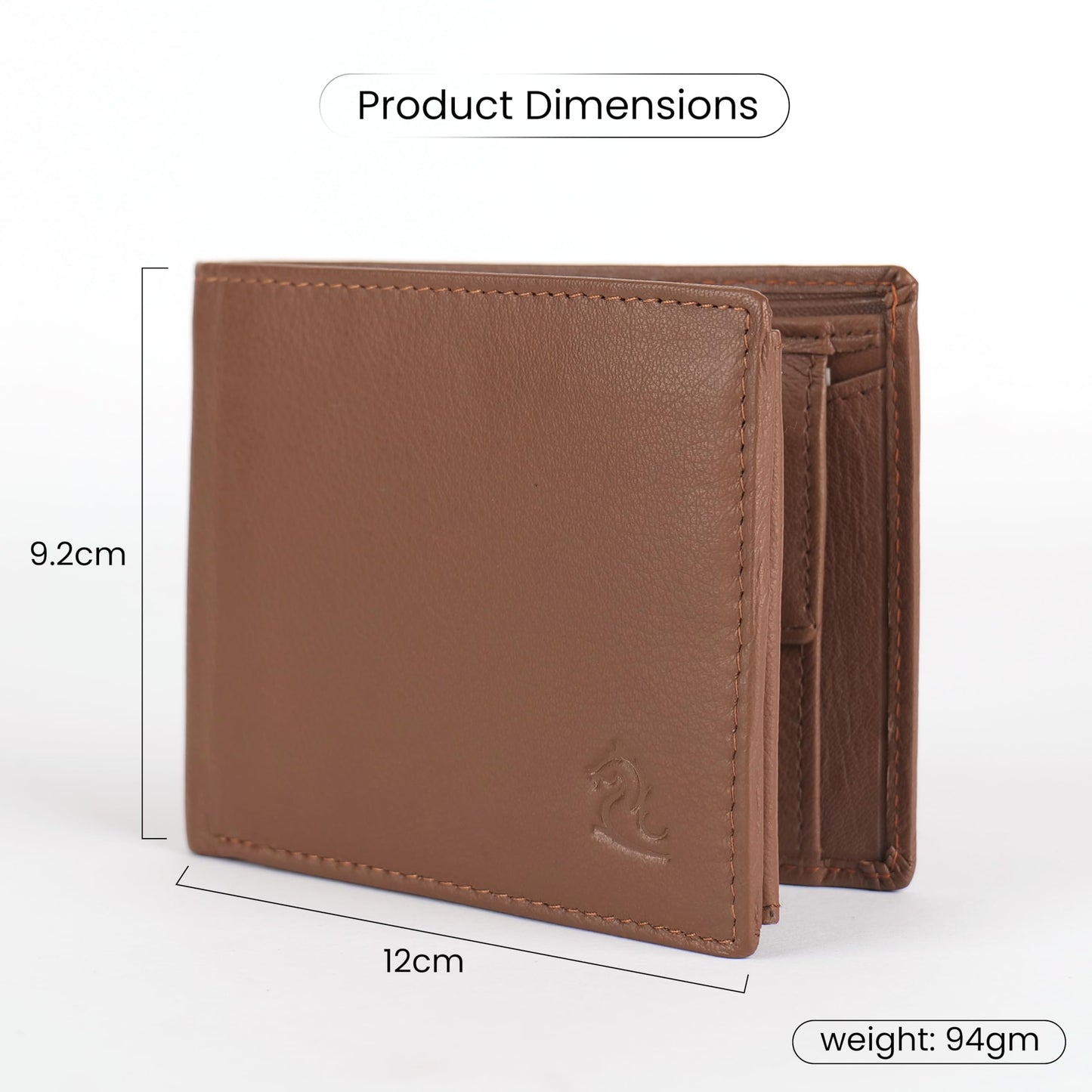 KARA Tan Men's Genuine Leather Wallet – Bifold, 2 Cash Compartments, Coin Pocket, 10+ Card Slots, Hidden & Transparent Flip Sections