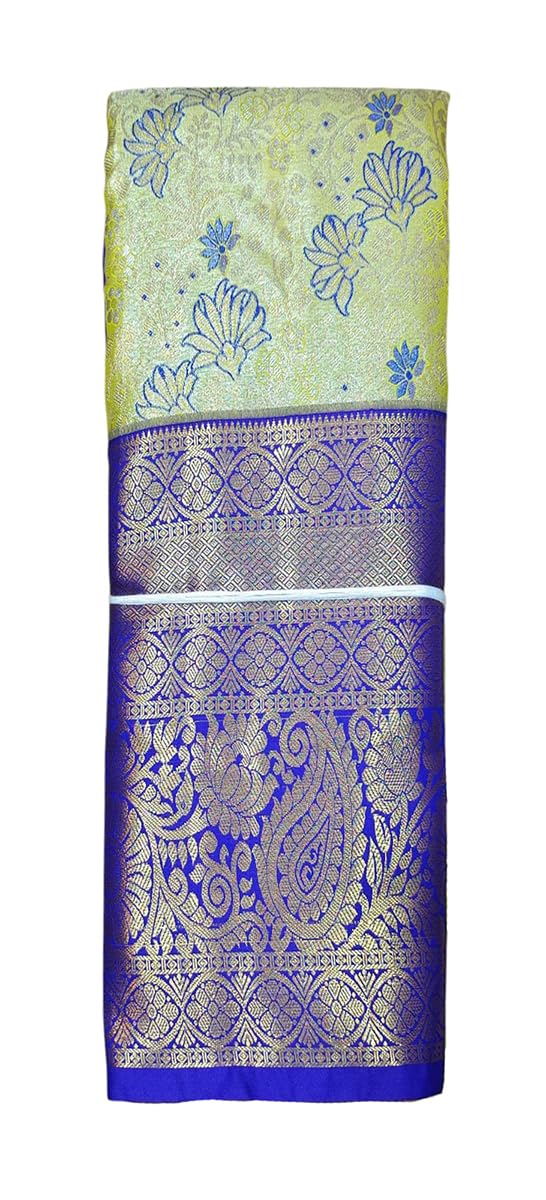 VFCollections Women's Kanchipuram Silk Pure Pattu Sarees With Blouse (VFC040-1), Purple