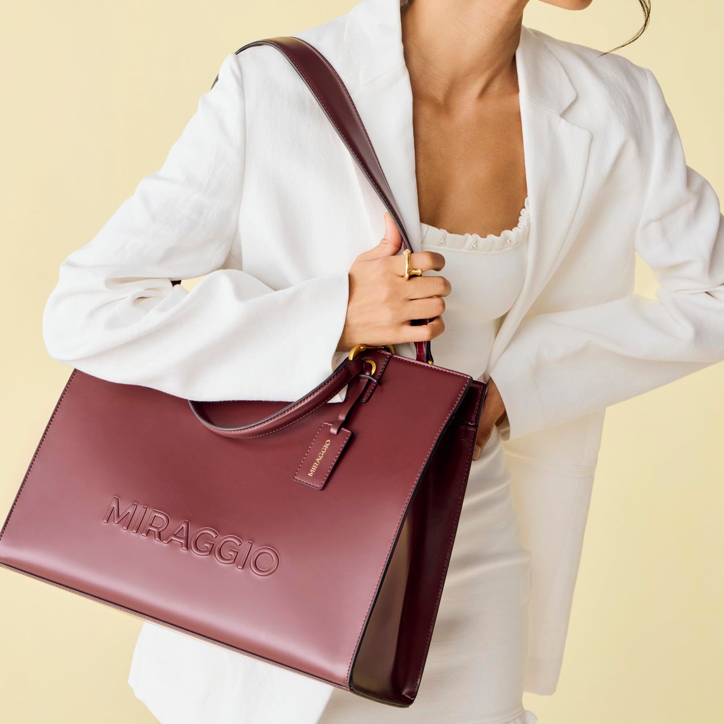 Miraggio Ace Laptop Tote Bag For Women With Detachable Sling Strap | Fits Upto 14 Inches Laptop | Office Bag For Women Stylish (Wine)