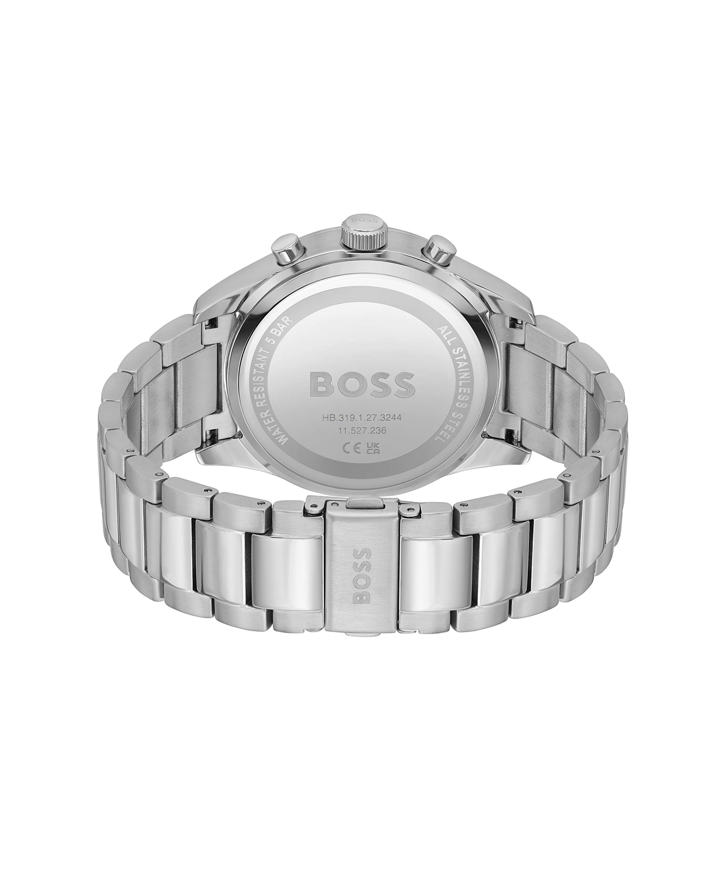 BOSS View Qtz Fashion Chrono Black Round Dial Men's Watch|Stainless Steel Material|Silver Color Band - 1514008