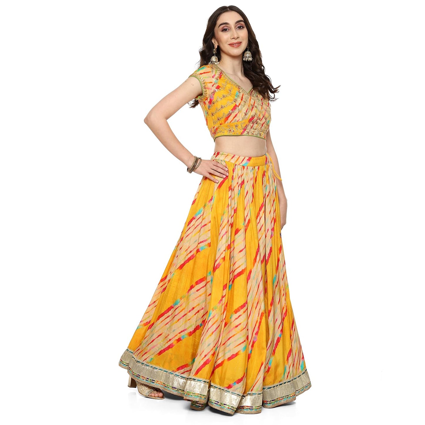 BIBA WOMEN PRINTED STRAIGHT SALWAR KURTA DUPATTA(SKDRANG8915_YELLOW_38)