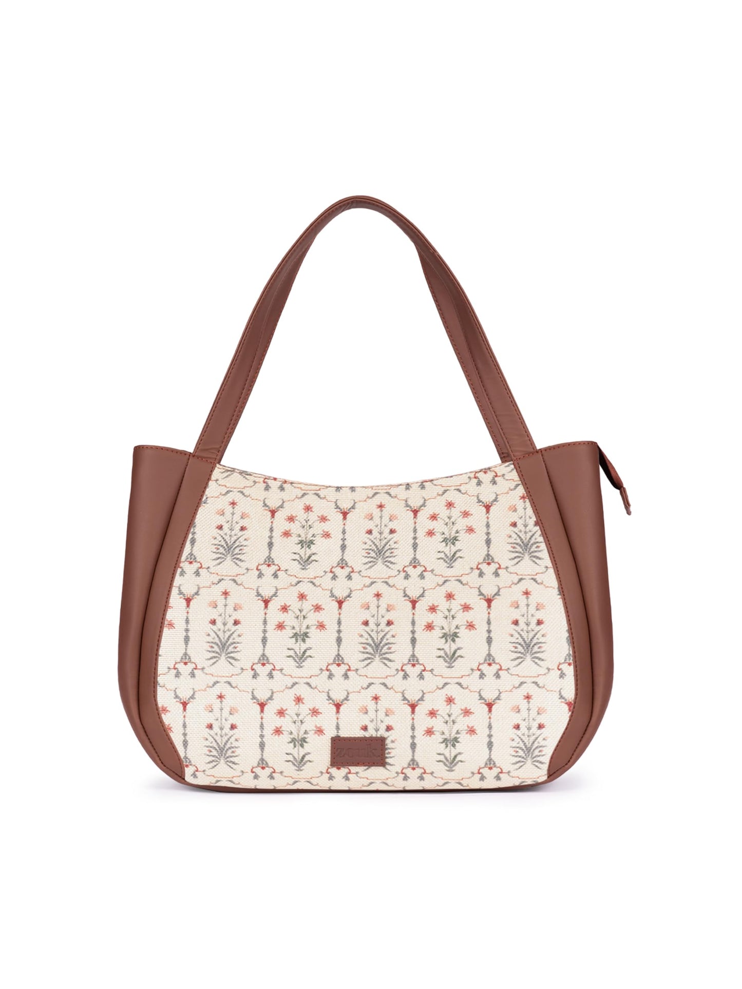 ZOUK Taj Nakashi Floral Printed Jute Handcrafted Vegan Leather Lemon Yellow Women's Shoulder Luna Handbags | Ladies Purse Handbag