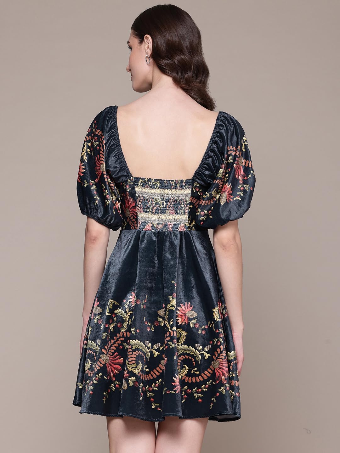 Label RITU KUMAR Black Itzel Velvet Short Dress