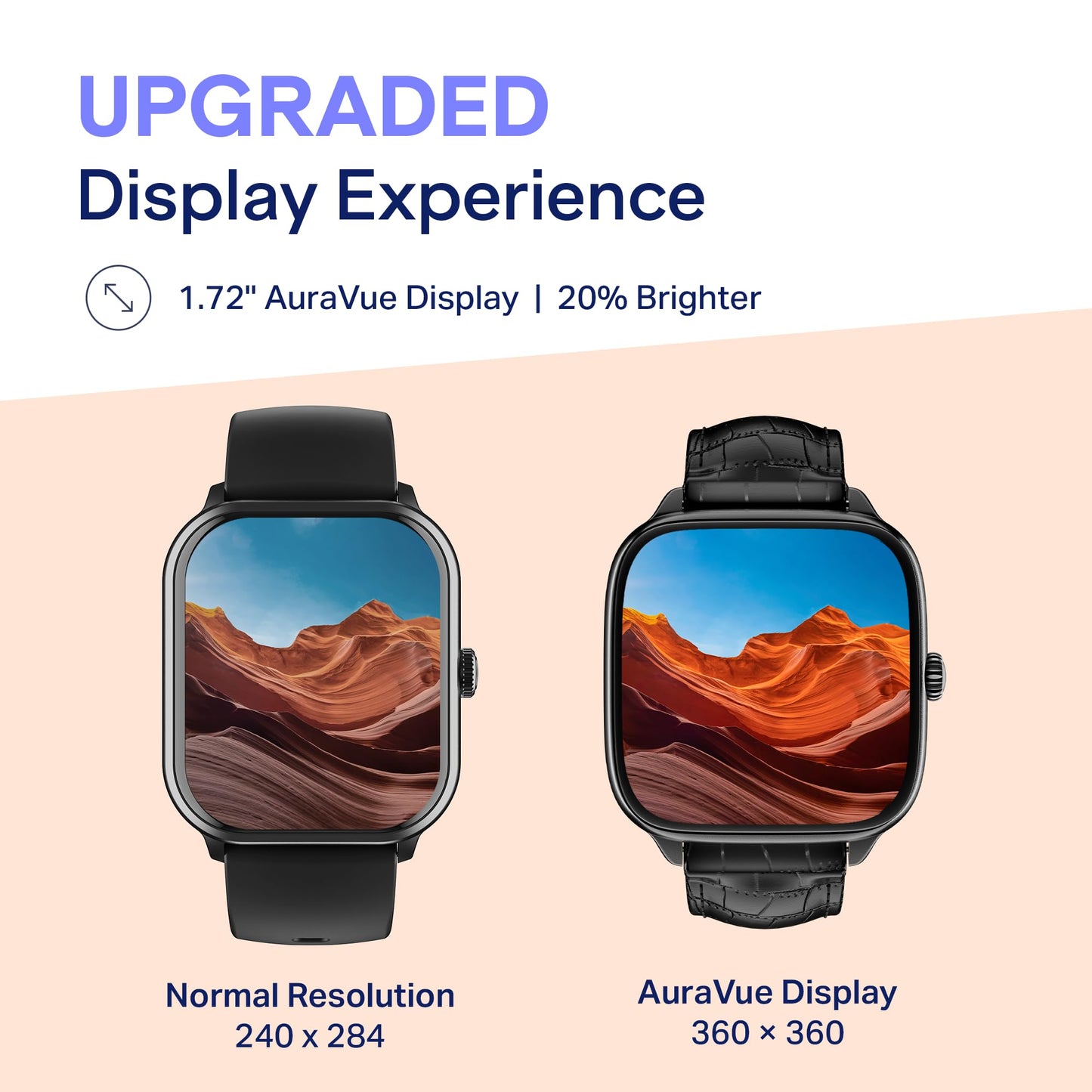 Boat Storm Verge, 1.72" (4.4 cm) Unisex Design, AuraVue Display with 20% Higher Brightness, Premium Metal Body, 80+ Sports Mode, Bluetooth Calling, Smart Watch for Men & Women (Black Leather)