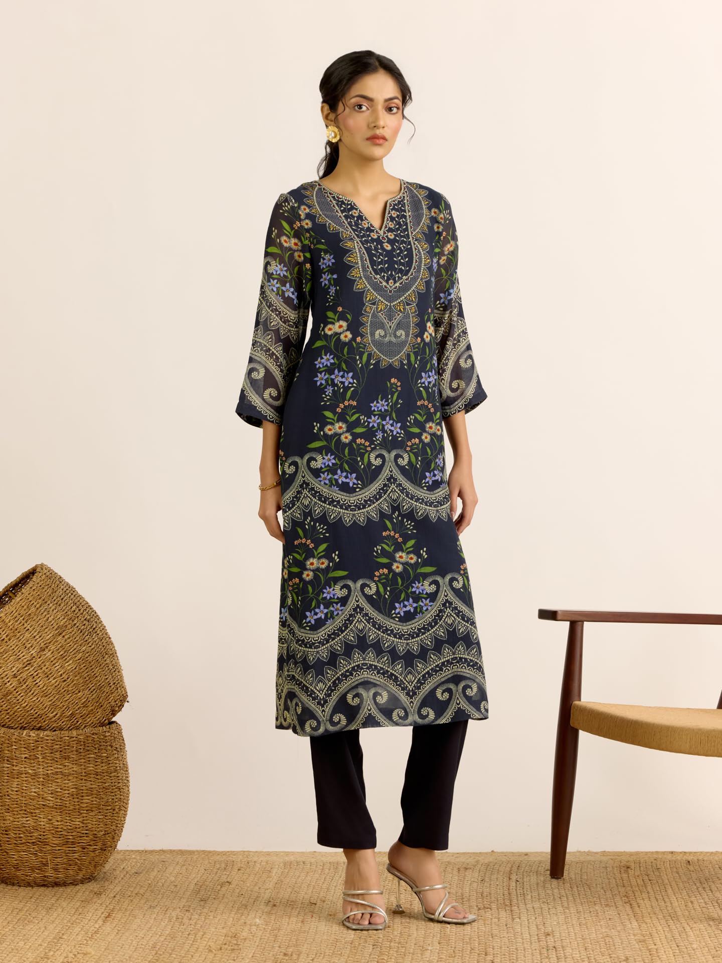 Aarke Ritu Kumar Black Sophia Kurta With Pant And Dupatta