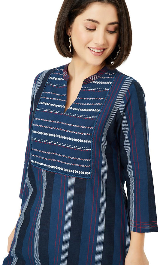 Max Women's Cotton Regular Kurta (PEWWSU25EI_Navy