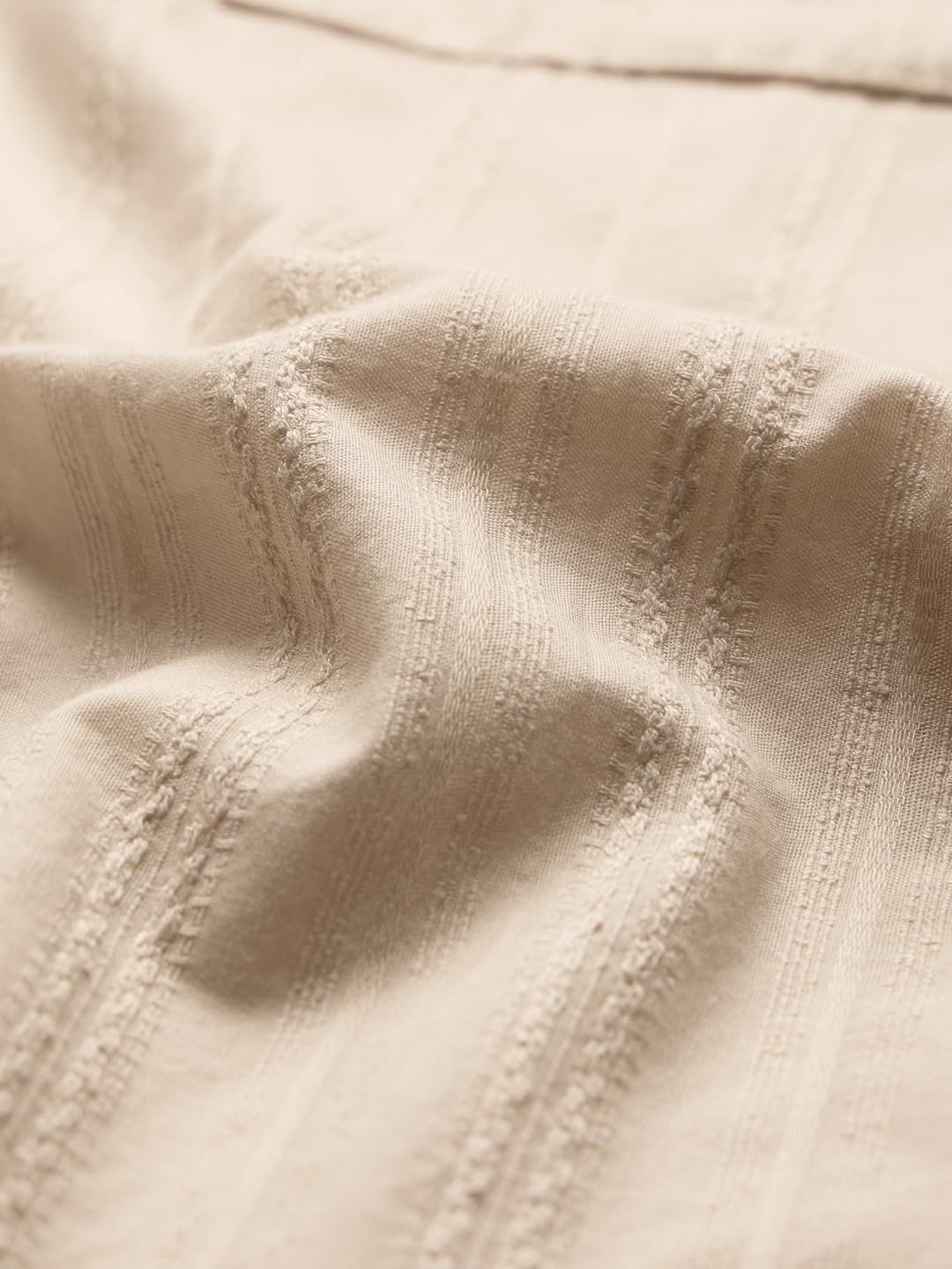 The Souled Store Solids: Rich Cream Men and Boys Long Sleeves Collared Neck Button Front Cotton Relaxed Fit Shirts