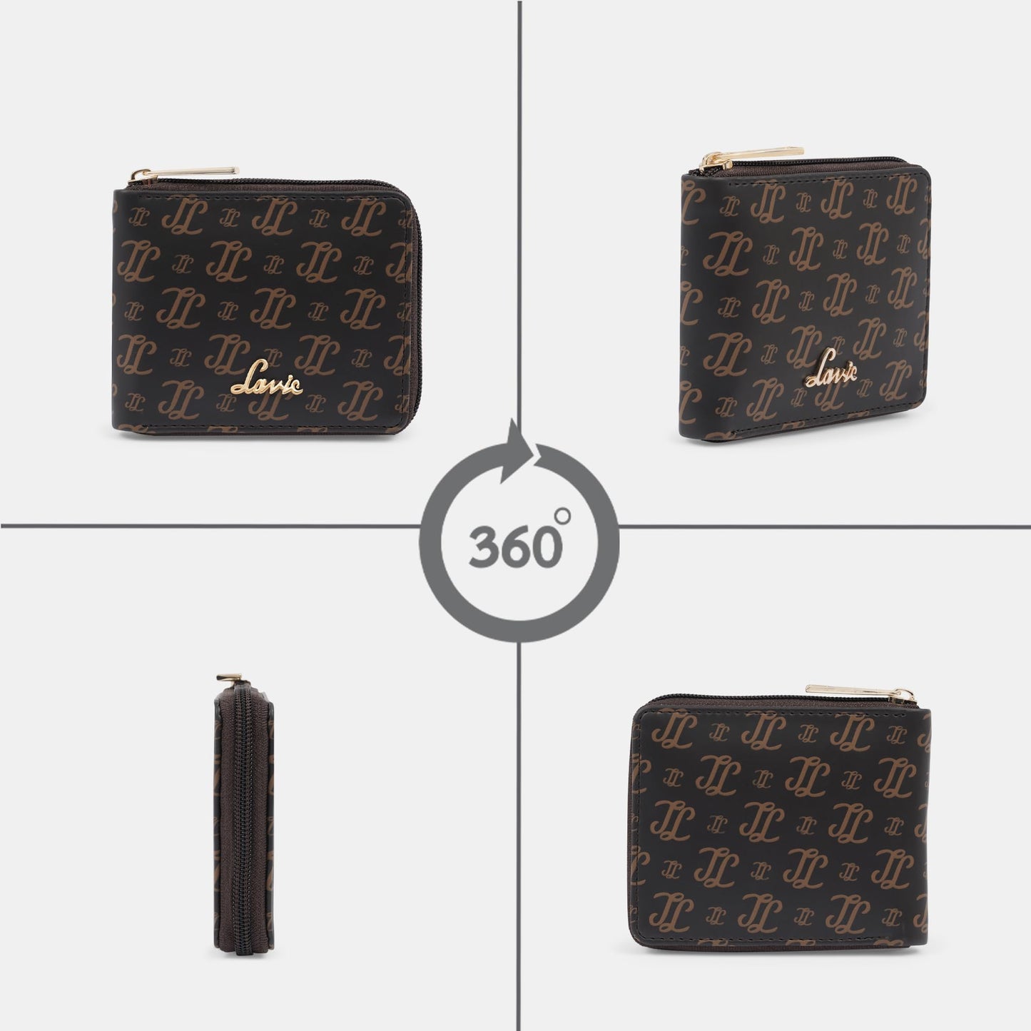 Lavie Women's Sacy Monogram LL Print Small Zip around Wallet | Ladies Purse Handbags